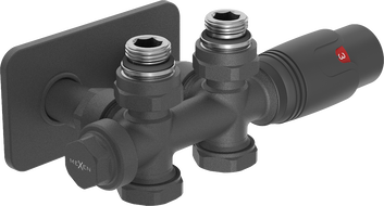 Mexen G00 angular/straight thermostatic set with S cover, Duplex, DN50, anthracite - W908-900-910-66