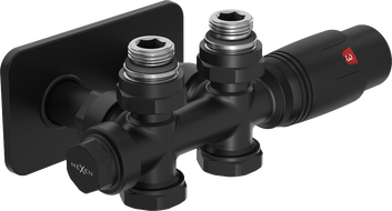 Mexen G00 angled/straight thermostatic set with S cover, Duplex, DN50, black - W908-900-910-70