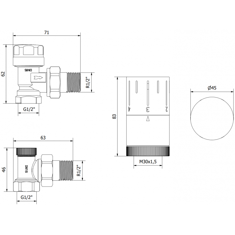 Mexen G05 angled thermostatic set, anthracite - W901-958-66