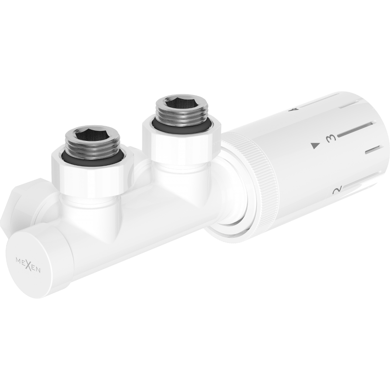 Mexen G05 angled thermostatic set, Duplex, DN50, white - W907-958-20