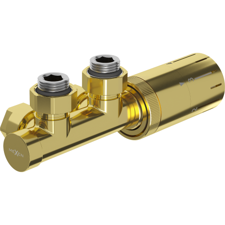 Mexen G05 angled thermostatic set, Duplex, DN50, gold - W907-958-50