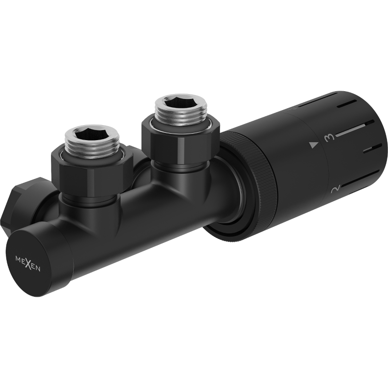 Mexen G05 angled thermostatic set, Duplex, DN50, black - W907-958-70