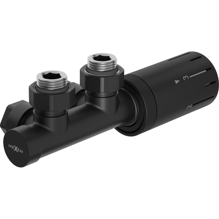 Mexen G05 angled thermostatic set, Duplex, DN50, black - W907-958-70