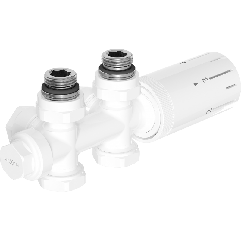 Mexen G05 angled/straight thermostatic set, Duplex, DN50, white - W908-958-20