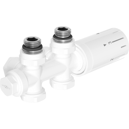 Mexen G05 angled/straight thermostatic set, Duplex, DN50, white - W908-958-20