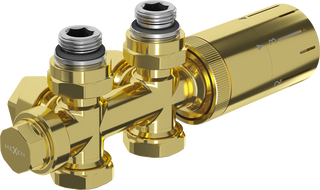 Mexen G05 angled/straight thermostatic set, Duplex, DN50, gold - W908-958-50