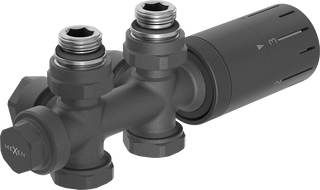 Mexen G05 angled/straight thermostatic set, Duplex, DN50, anthracite - W908-958-66