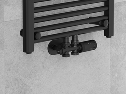 Mexen G05 thermostatic set angled/straight, Duplex, DN50, black - W908-958-70