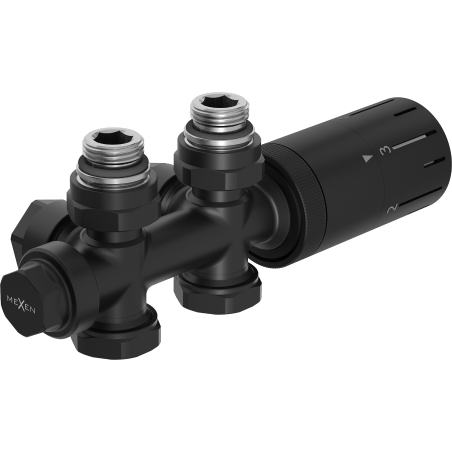 Mexen G05 thermostatic set angled/straight, Duplex, DN50, black - W908-958-70