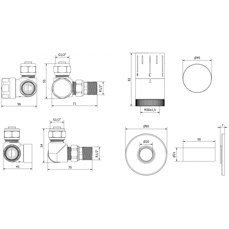 Mexen G05 axial thermostatic set with R cover, chrome - W903-958-904-01