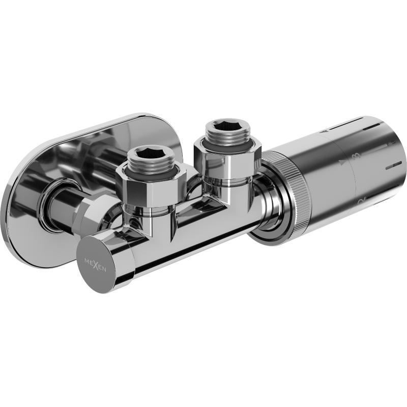 Mexen G05 angled thermostatic set with cover R, Duplex, DN50, chrome - W907-958-905-01