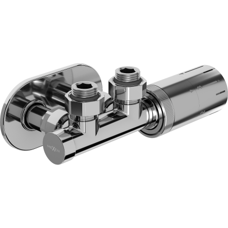 Mexen G05 angled thermostatic set with cover R, Duplex, DN50, chrome - W907-958-905-01