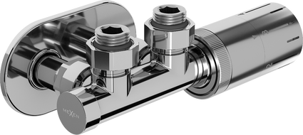 Mexen G05 corner thermostatic set with R cover plate, Duplex, DN50, chrome - W907-958-905-01