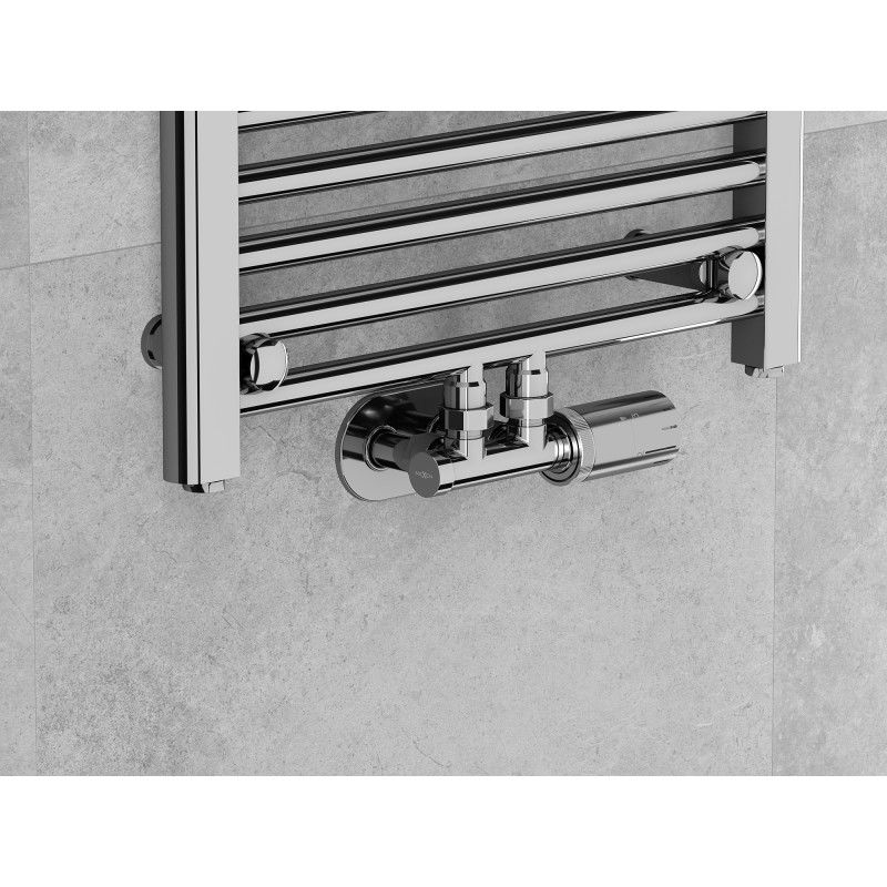Mexen G05 angled thermostatic set with cover R, Duplex, DN50, chrome - W907-958-905-01
