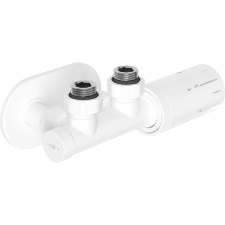 Mexen G05 angled thermostatic set with R cover, Duplex, DN50, white - W907-958-905-20
