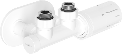 Mexen G05 angled thermostatic set with R cover, Duplex, DN50, white - W907-958-905-20