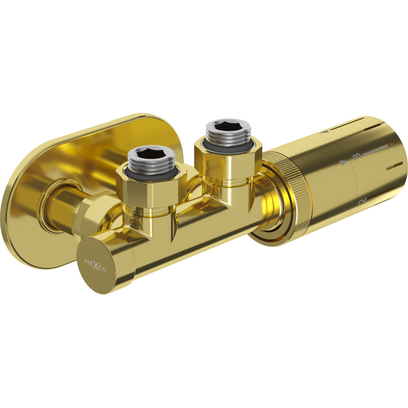 Mexen G05 angled thermostatic set with R cover, Duplex, DN50, gold - W907-958-905-50
