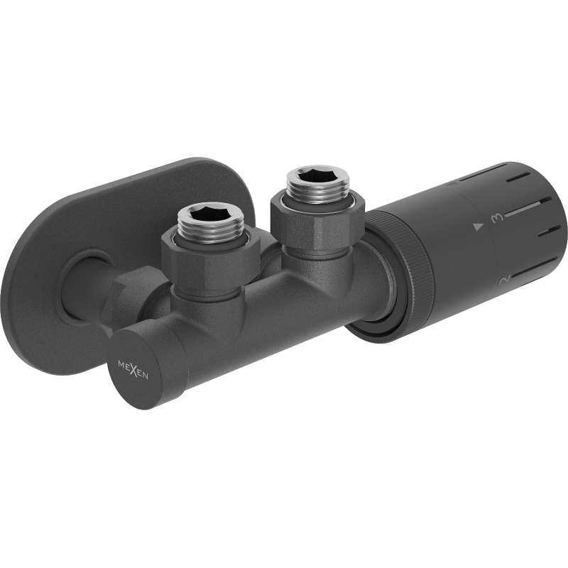 Mexen G05 angular thermostatic set with cover R, Duplex, DN50, anthracite - W907-958-905-66