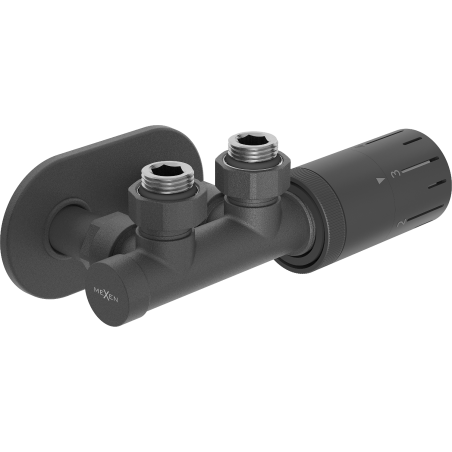 Mexen G05 angled thermostatic set with R cover, Duplex, DN50, anthracite - W907-958-905-66