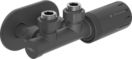 Mexen G05 angular thermostatic set with cover R, Duplex, DN50, anthracite - W907-958-905-66