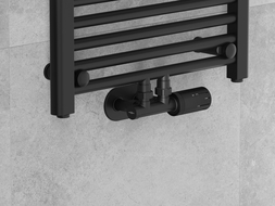 Mexen G05 angled thermostatic set with R cover, Duplex, DN50, black - W907-958-905-70