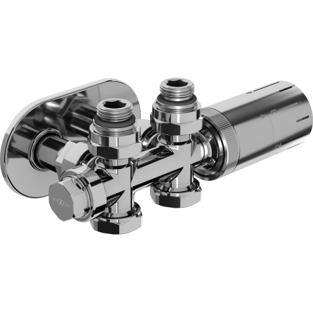 Mexen G05 angled/straight thermostatic set with R masking, Duplex, DN50, chrome - W908-958-905-01