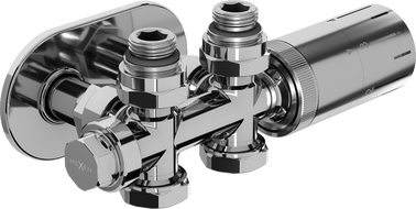 Mexen G05 angled/straight thermostatic set with cover R, Duplex, DN50, chrome - W908-958-905-01