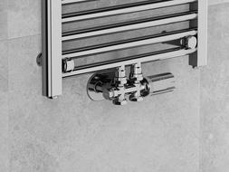 Mexen G05 angled/straight thermostatic set with cover R, Duplex, DN50, chrome - W908-958-905-01