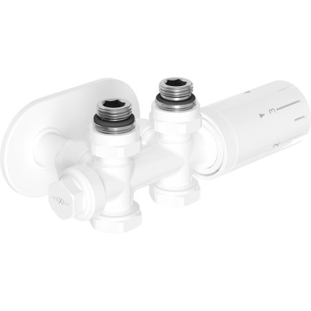 Mexen G05 thermostatic set angled/straight with cover R, Duplex, DN50, white - W908-958-905-20