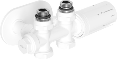 Mexen G05 angled/straight thermostatic set with R cover, Duplex, DN50, white - W908-958-905-20