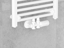 Mexen G05 angled/straight thermostatic set with R cover, Duplex, DN50, white - W908-958-905-20