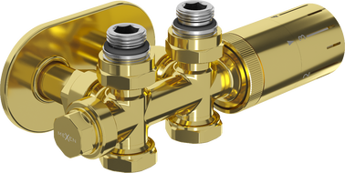 Mexen G05 angled/straight thermostatic set with R cover, Duplex, DN50, gold - W908-958-905-50