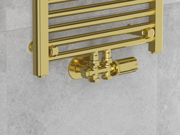 Mexen G05 angled/straight thermostatic set with R cover, Duplex, DN50, gold - W908-958-905-50