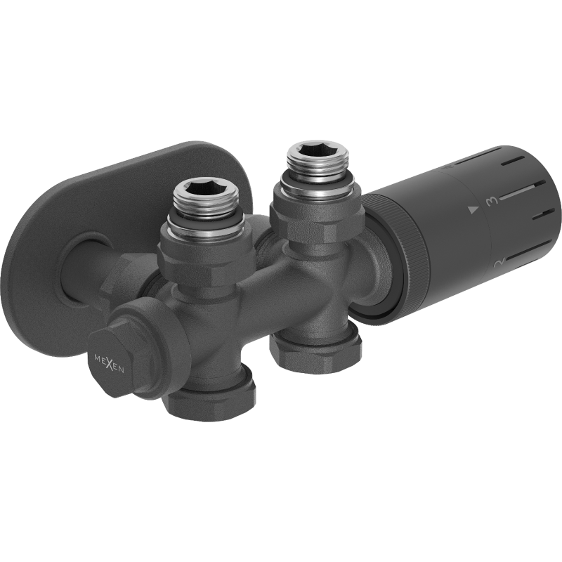Mexen G05 thermostatic set angled/straight with cover R, Duplex, DN50, anthracite - W908-958-905-66