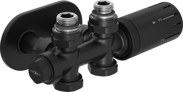 Mexen G05 angled/straight thermostatic set with cover R, Duplex, DN50, black - W908-958-905-70