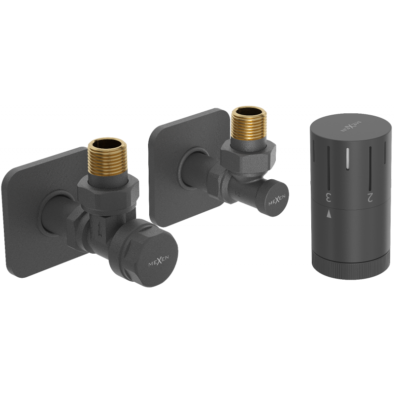 Mexen G05 angular thermostatic set with cover S, anthracite - W901-958-909-66