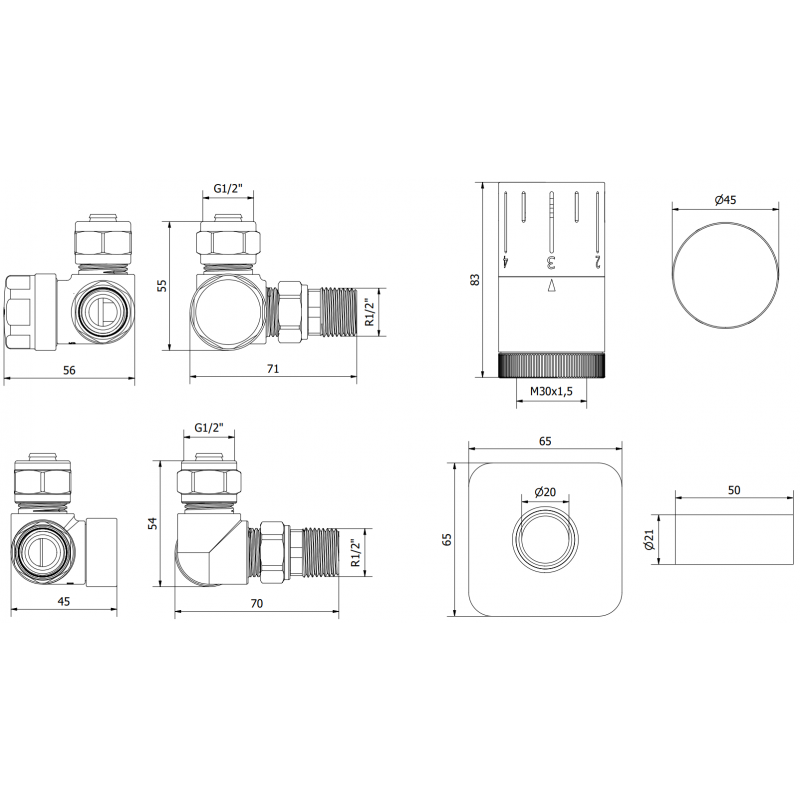 Mexen G05 axial thermostatic set with S cover, anthracite - W903-958-909-66