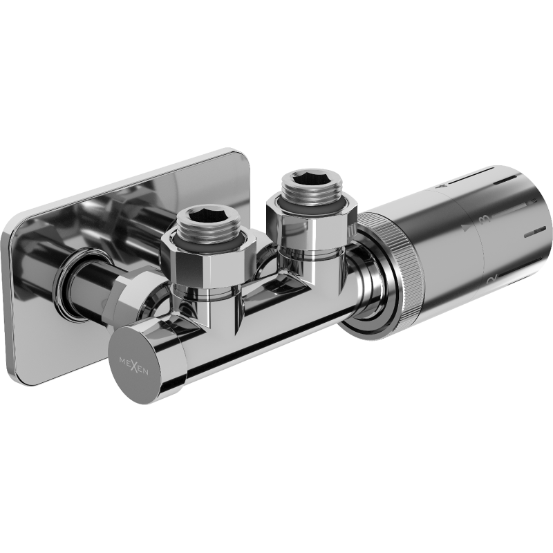 Mexen G05 angled thermostatic set with cover S, Duplex, DN50, chrome - W907-958-910-01
