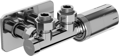Mexen G05 angled thermostatic set with cover S, Duplex, DN50, chrome - W907-958-910-01