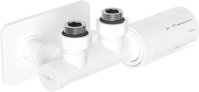 Mexen G05 angled thermostatic set with S masking, Duplex, DN50, white - W907-958-910-20