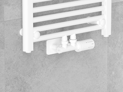 Mexen G05 angled thermostatic set with S masking, Duplex, DN50, white - W907-958-910-20