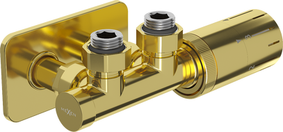 Mexen G05 Thermostatic Angle Set with Rosette S, Duplex, DN50, Gold - W907-958-910-50