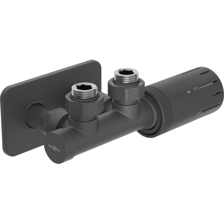 Mexen G05 angled thermostatic set with S cover, Duplex, DN50, anthracite - W907-958-910-66