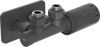 Mexen G05 angled thermostatic set with S cover, Duplex, DN50, anthracite - W907-958-910-66