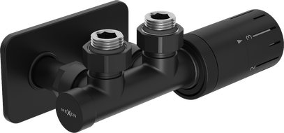Mexen G05 angular thermostatic set with S cover, Duplex, DN50, black - W907-958-910-70