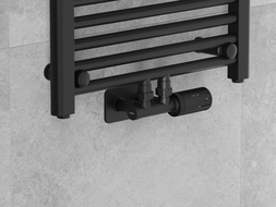 Mexen G05 angular thermostatic set with S cover, Duplex, DN50, black - W907-958-910-70