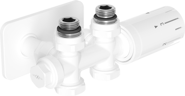 Mexen G05 angled/straight thermostatic set with S cover, Duplex, DN50, white - W908-958-910-20
