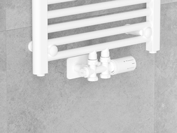 Mexen G05 angled/straight thermostatic set with S cover, Duplex, DN50, white - W908-958-910-20