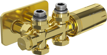 Mexen G05 thermostatic set angled/straight with S cover, Duplex, DN50, gold - W908-958-910-50