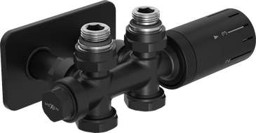 Mexen G05 angled/straight thermostatic set with S cover, Duplex, DN50, black - W908-958-910-70